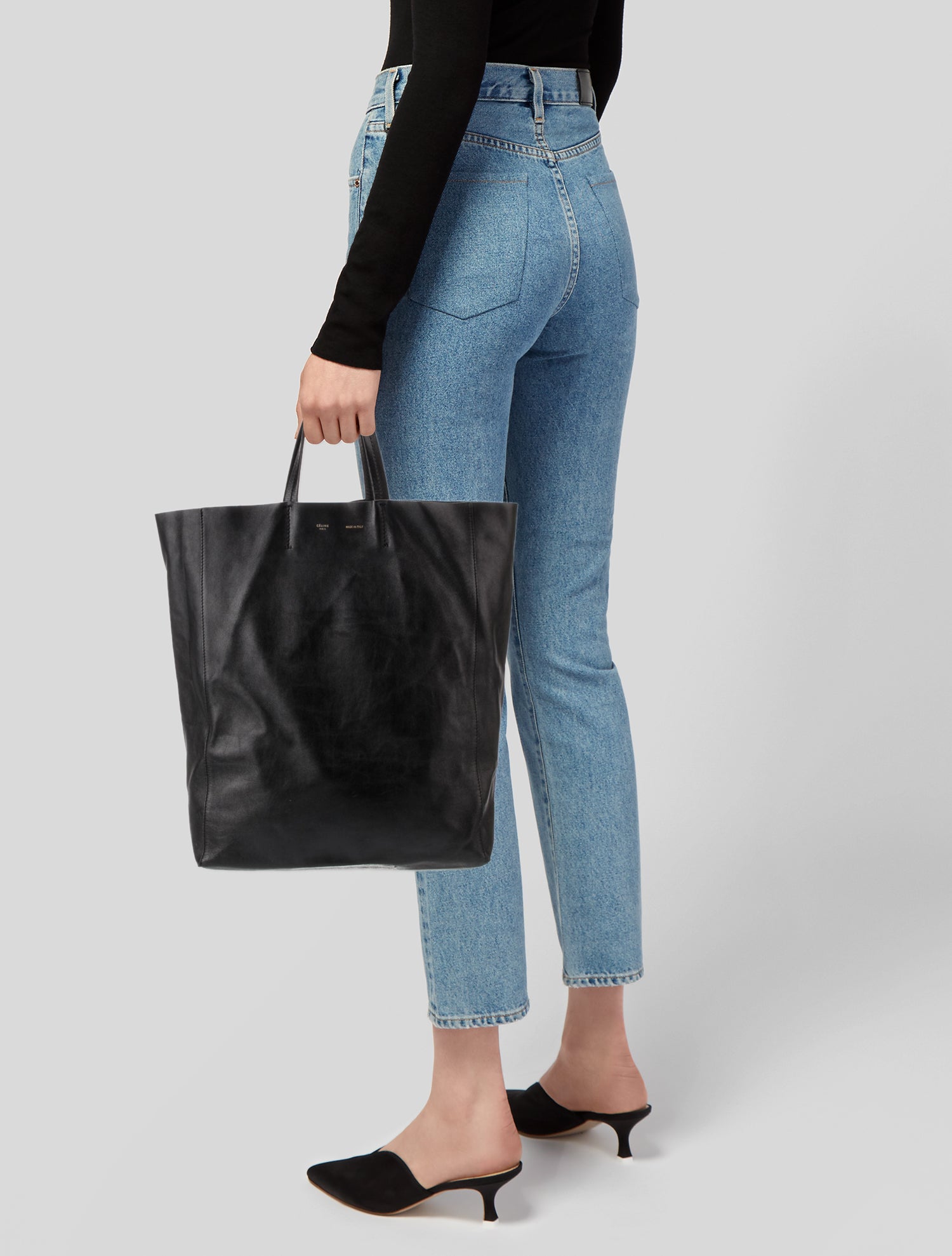 Celine Leather Vertical Cabas Tote Large