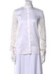 Celine Lace Pattern Mock Neck Button-Up Top