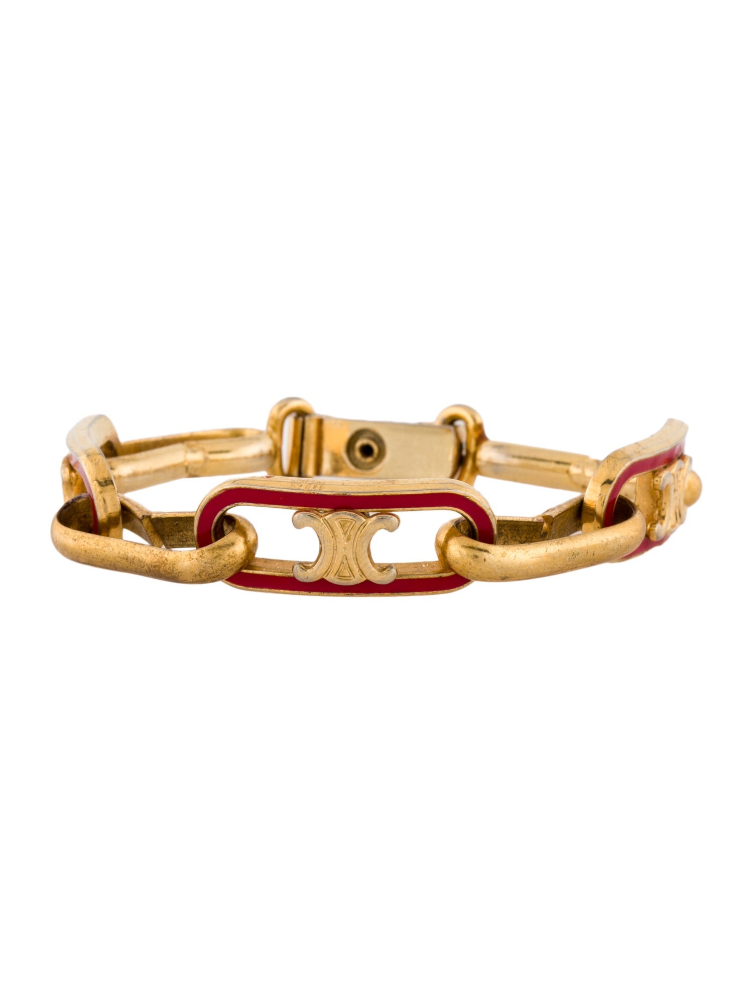 Celine Vintage Enamel Triomphe Link Bracelet