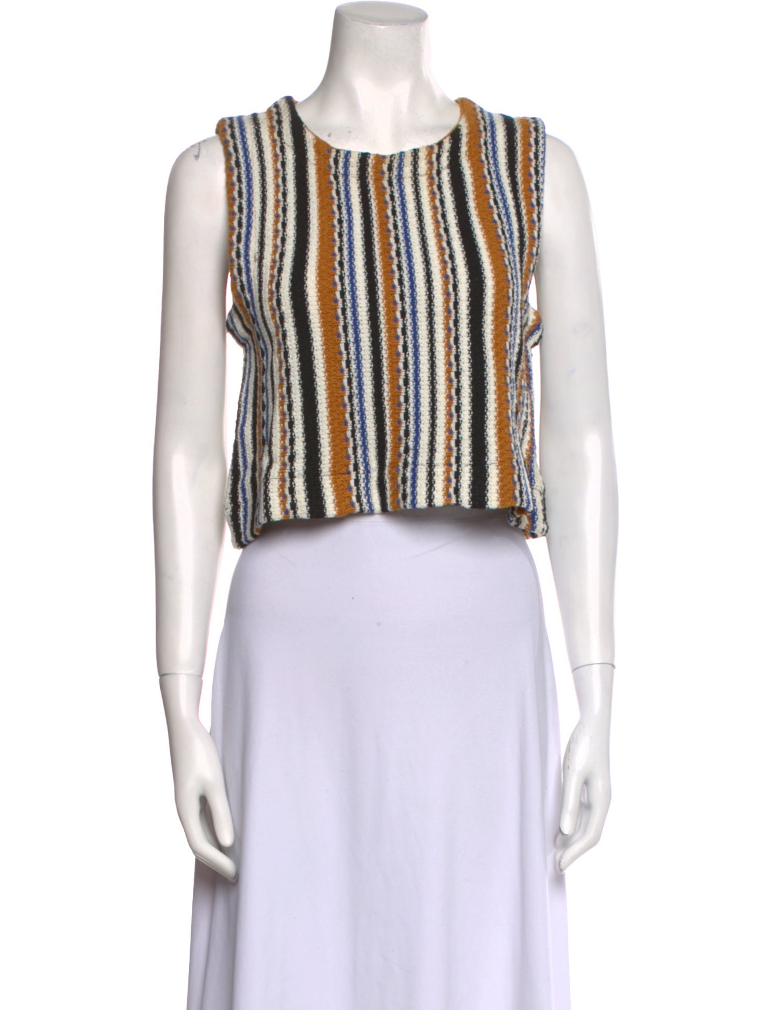 Celine Striped Scoop Neck Crop Top