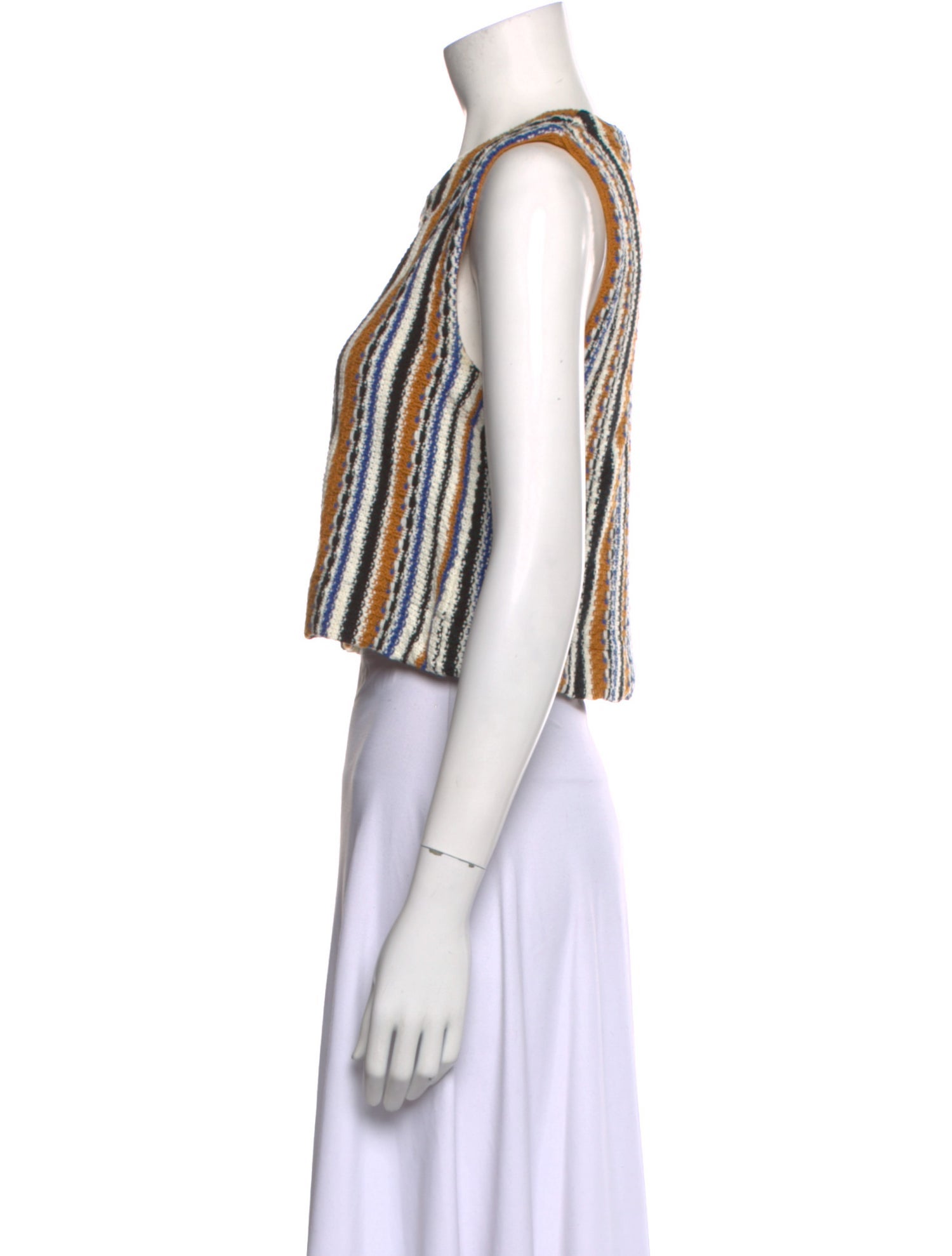 Celine Striped Scoop Neck Crop Top