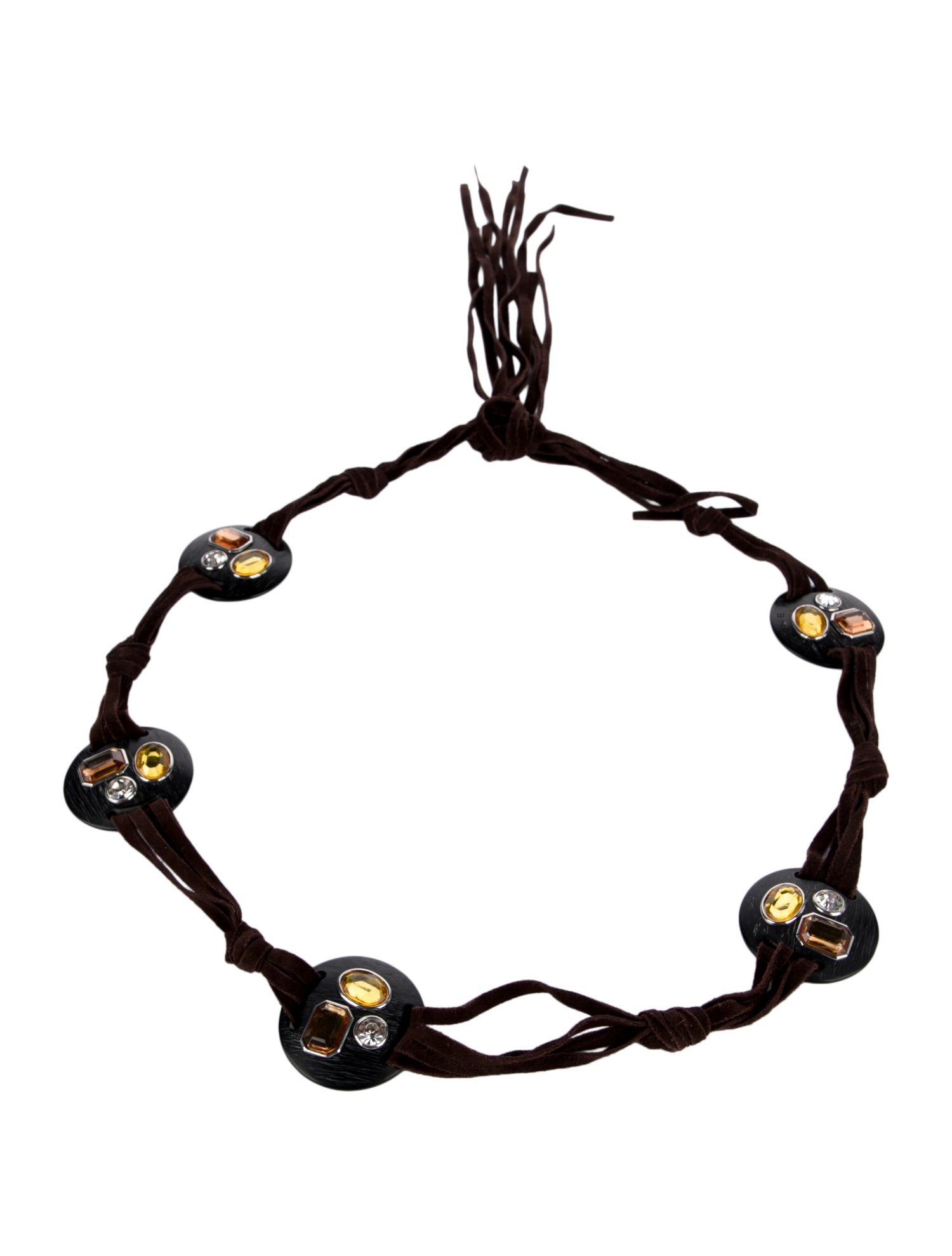Celine Leather Crystal Embellishments Waist Belt