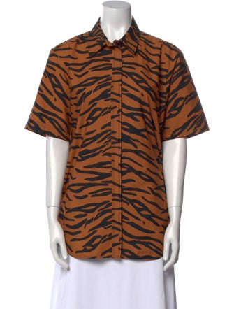 Celine 2016 Animal Print Button-Up Top
