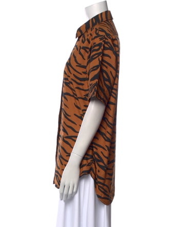 Celine 2016 Animal Print Button-Up Top
