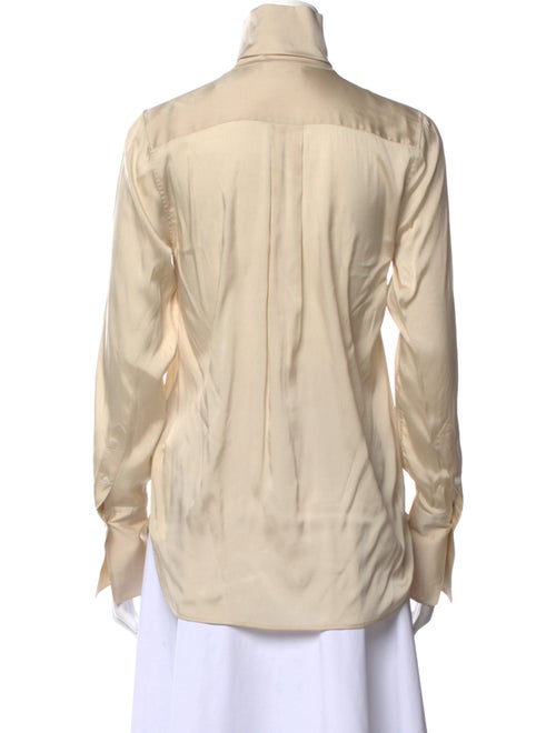 Celine Silk Mock Neck Button-Up Top