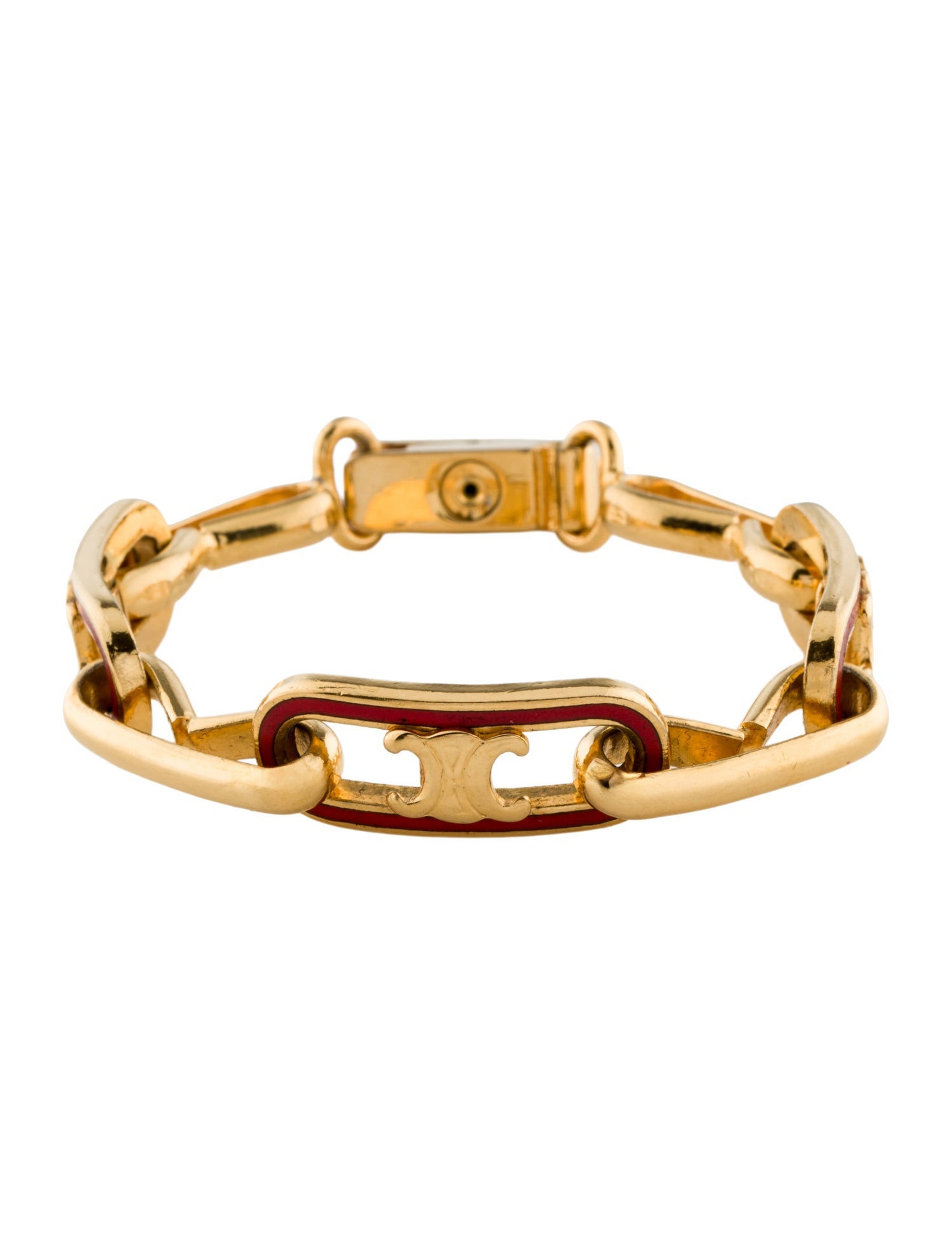 Celine Vintage Enamel Triomphe Link Bracelet