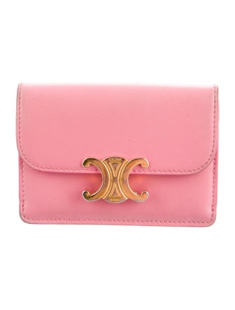 Celine Triomphe Compact Wallet Leather Compact Wallet