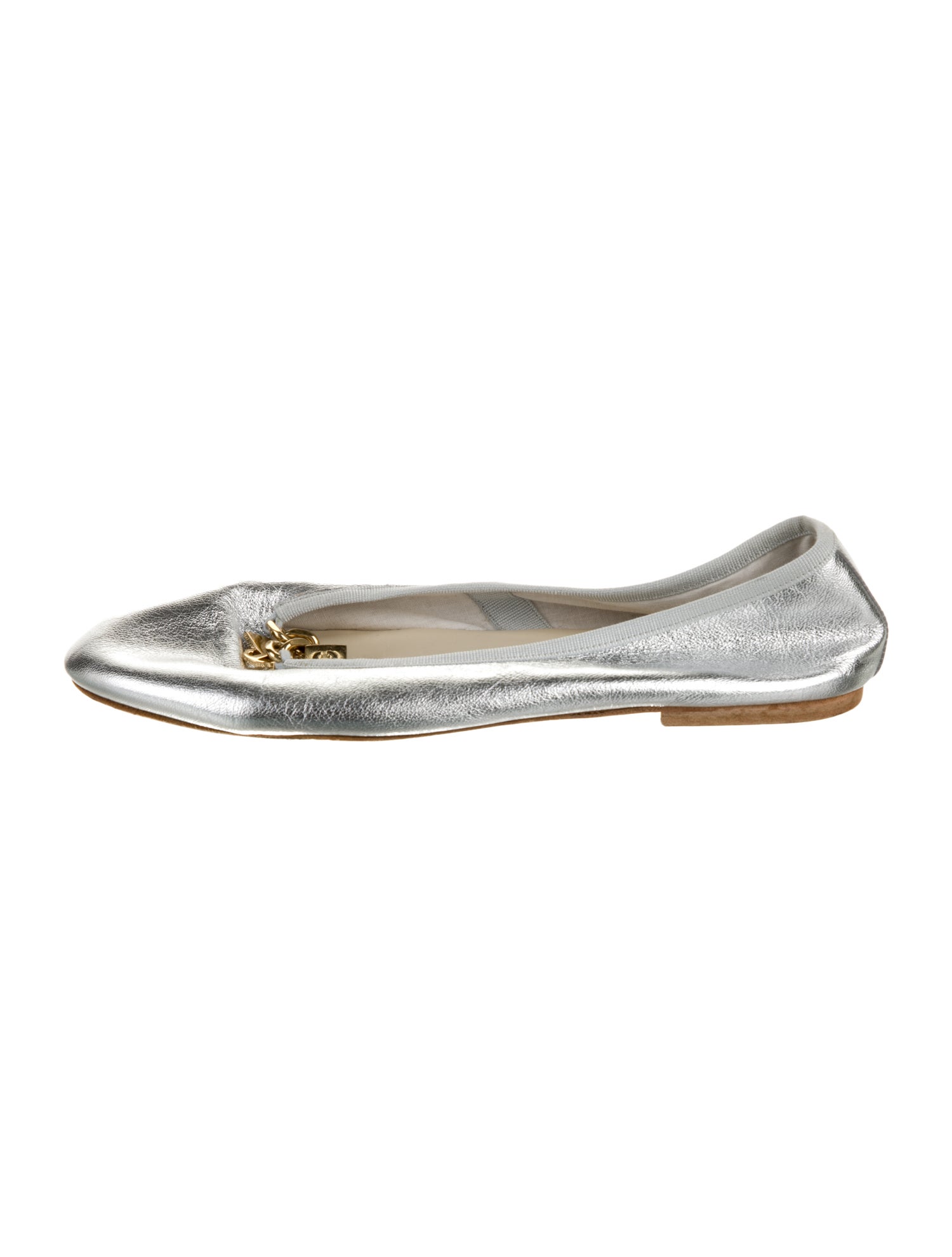 Celine Leather Chain-Link Accents Ballet Flats