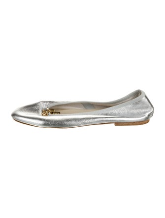 Celine Leather Chain-Link Accents Ballet Flats
