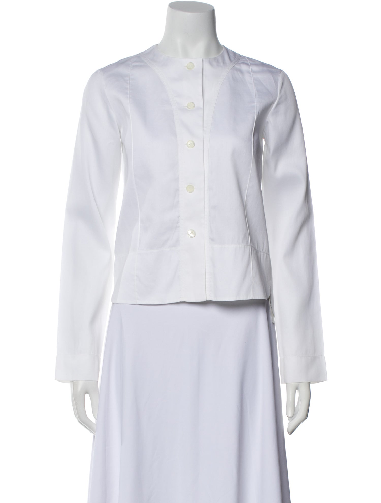 Celine Mock Neck Long Sleeve Button-Up Top
