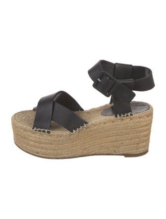 Celine Leather Whipstitch Trim Espadrilles