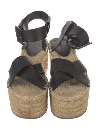 Celine Leather Whipstitch Trim Espadrilles