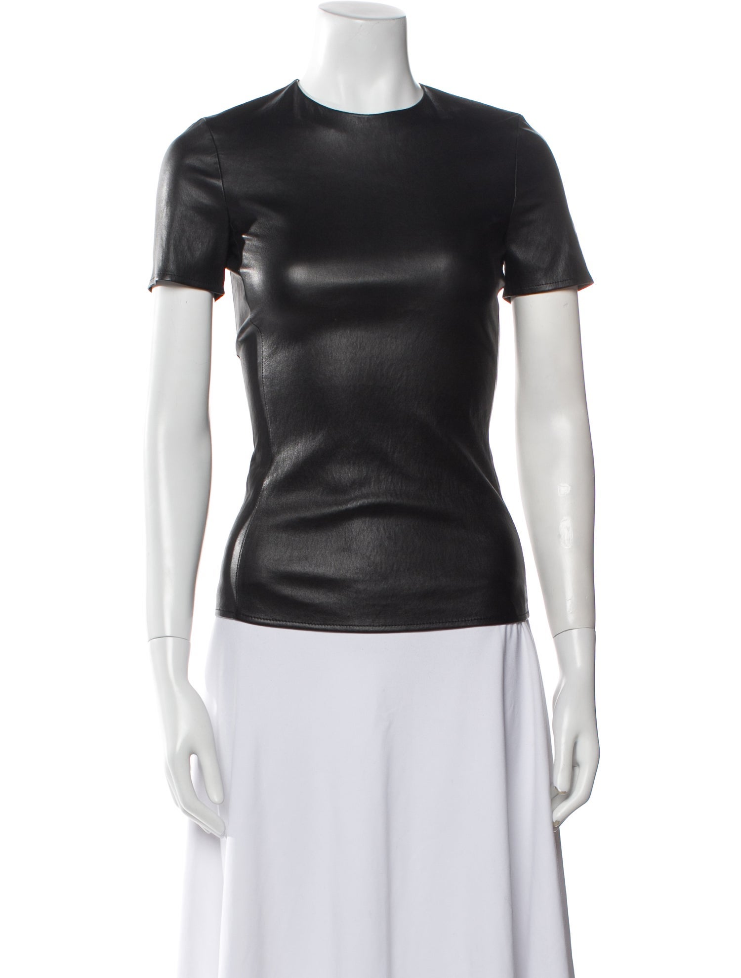 Celine Leather Crew Neck T-Shirt