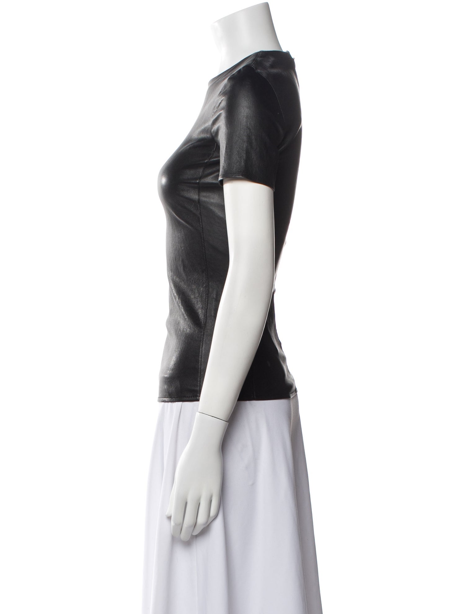 Celine Leather Crew Neck T-Shirt
