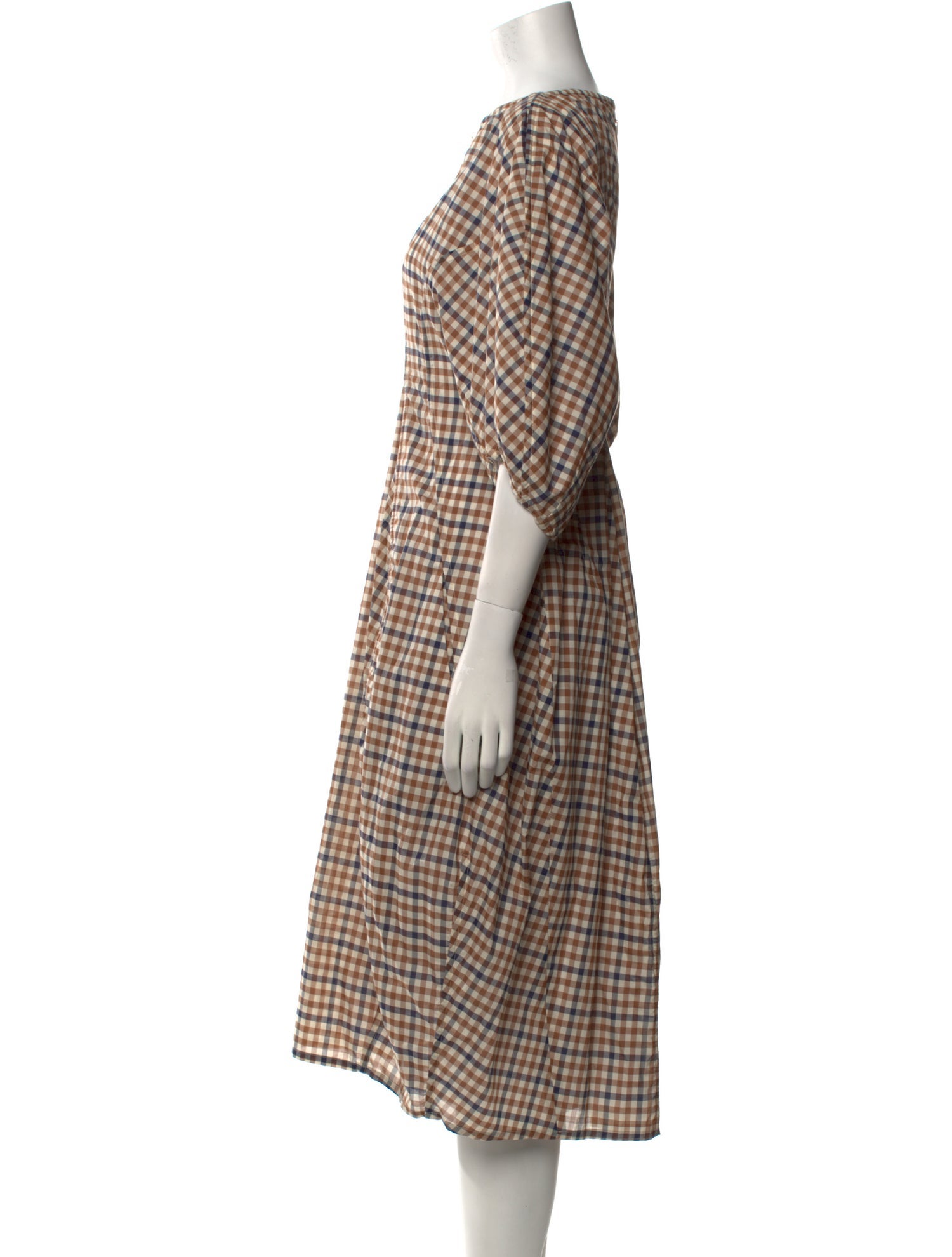 Celine Plaid Print Midi Length Dress