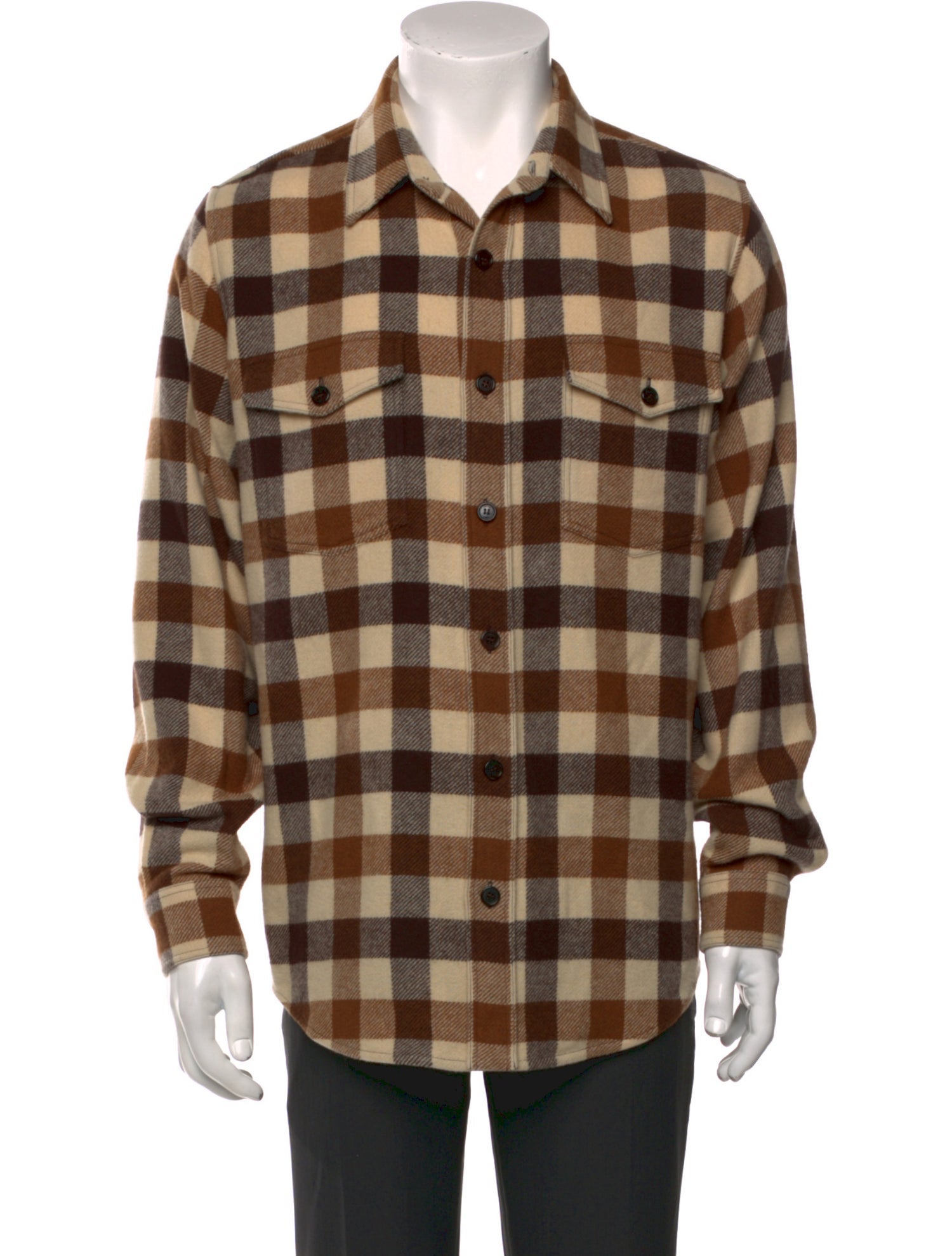 Celine Wool Plaid Print Shirt