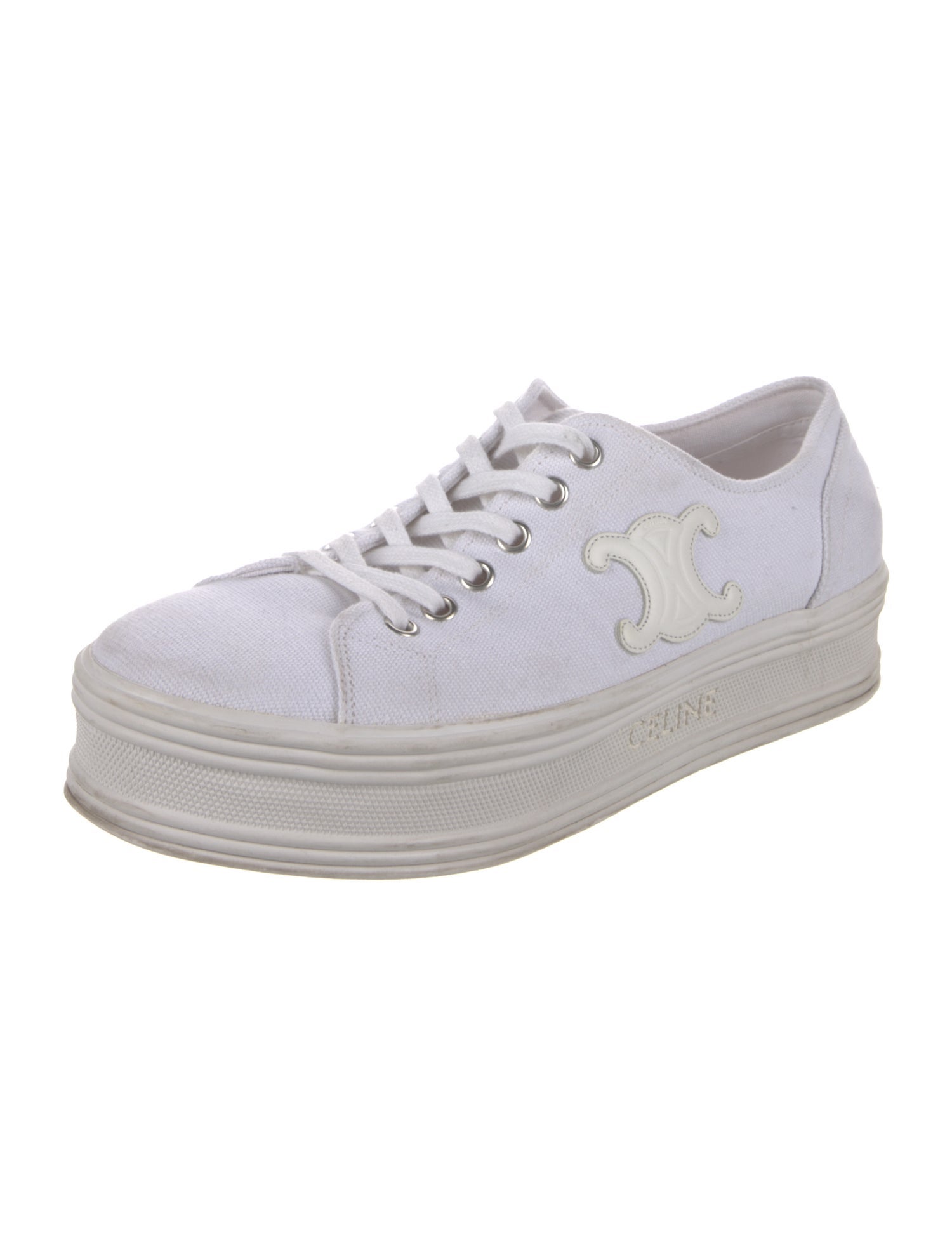 Celine Canvas Leather Trim Embellishment Sneakers
