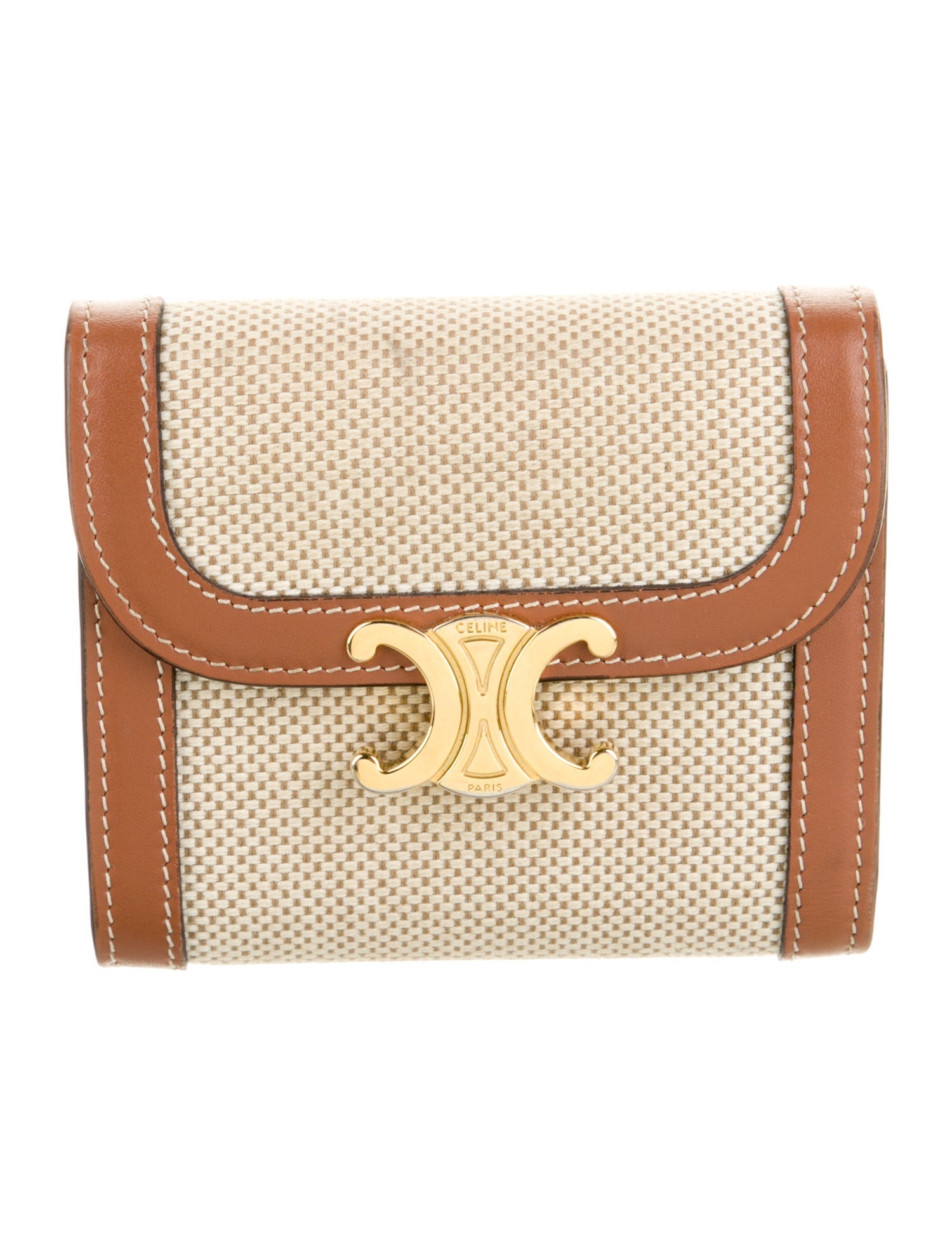 Celine Triomphe Compact Wallet Leather Compact Wallet