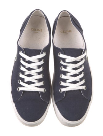 Celine Canvas Leather Trim Embellishment Sneakers