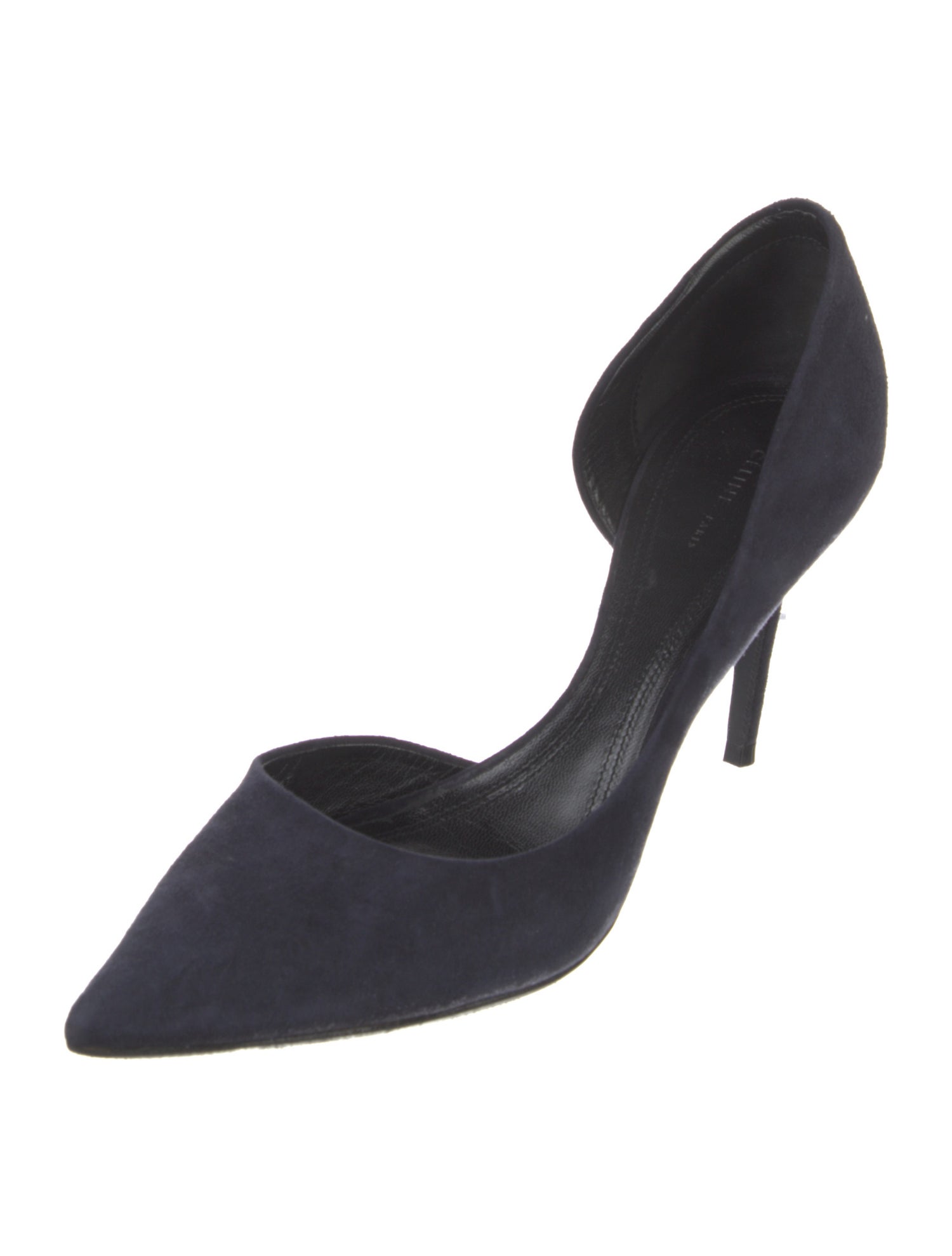 Celine Suede Leather Trim Embellishment D'Orsay Pumps