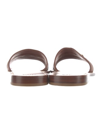 Celine Leather Chain-Link Accents Slides