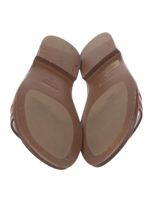 Celine Leather Chain-Link Accents Slides