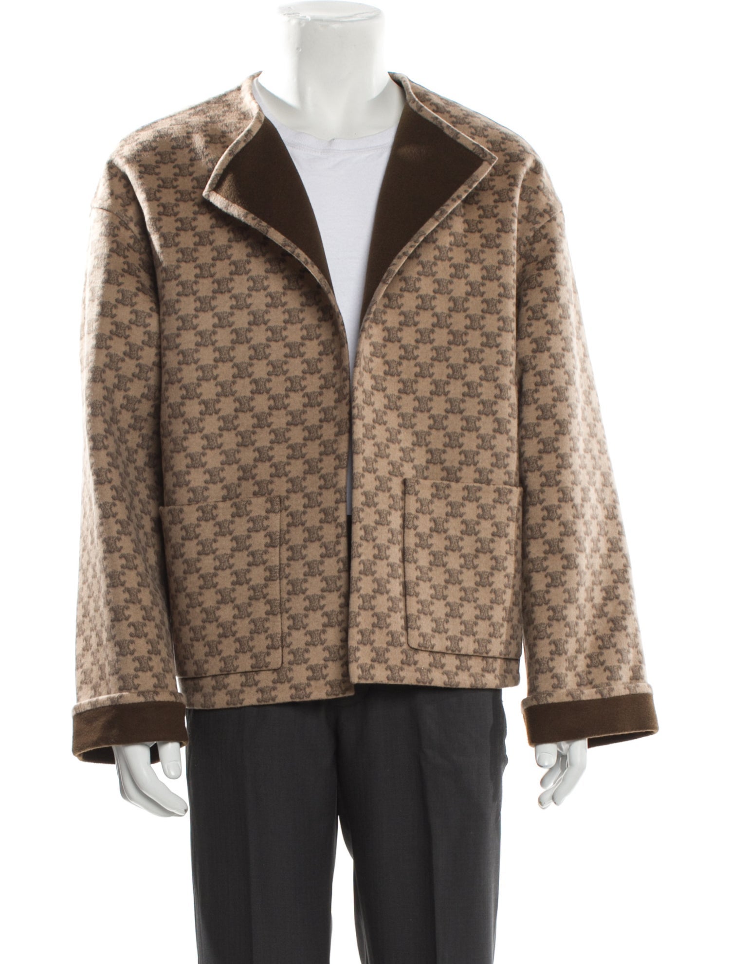 【送料&関税込】Fendi Ff Printed Long Sleeved Coat FENDI FF-print double-breasted Reversible Coat | Black
