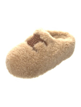 Celine Shearling Embroidered Accent Slides