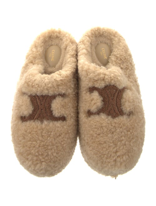 Celine Shearling Embroidered Accent Slides