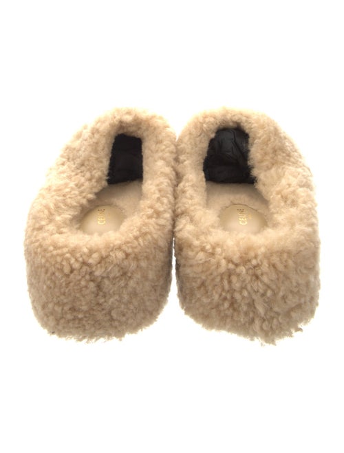Celine Shearling Embroidered Accent Slides