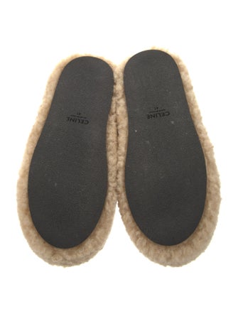 Celine Shearling Embroidered Accent Slides