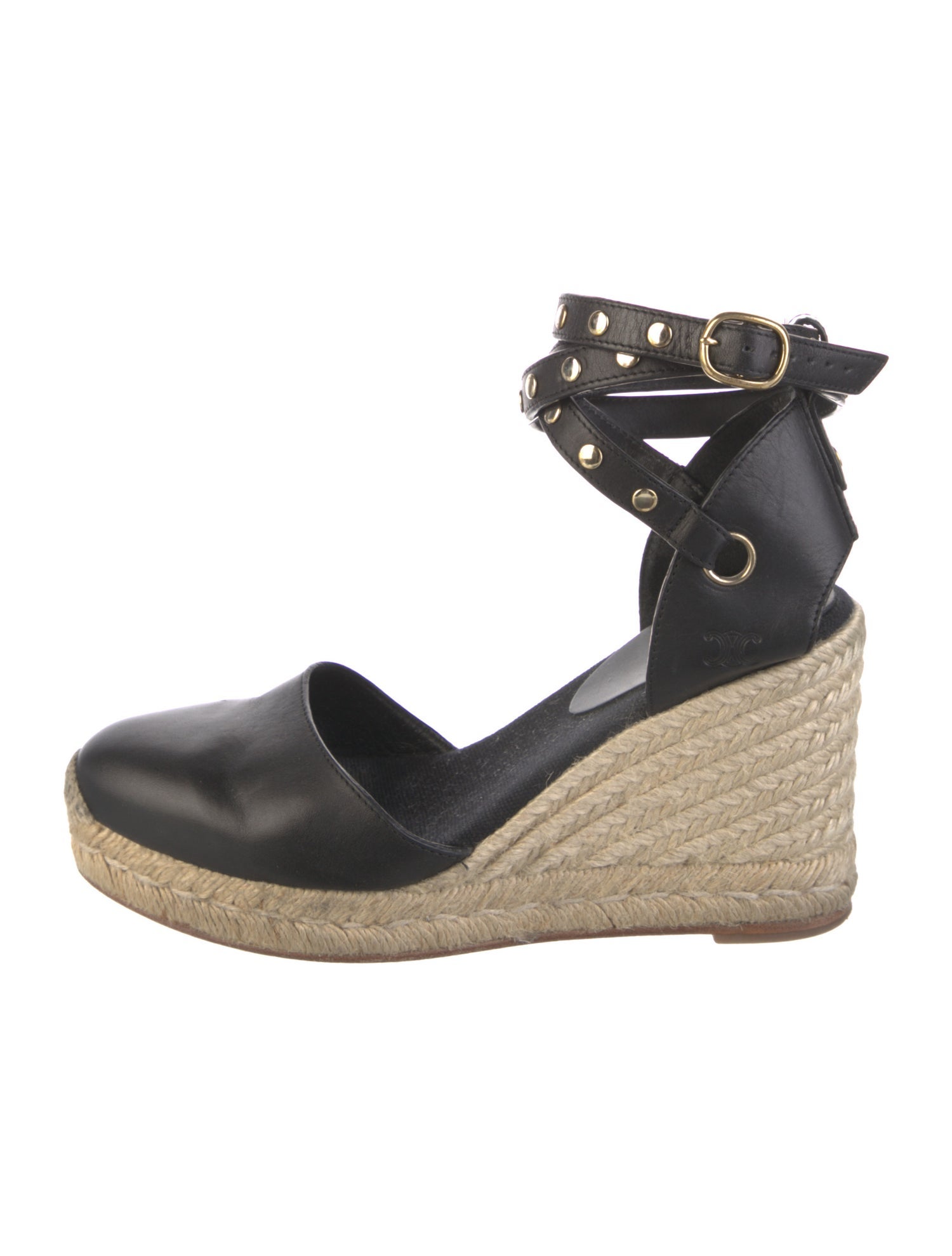 Celine Leather Studded Accents D'Orsay Pumps