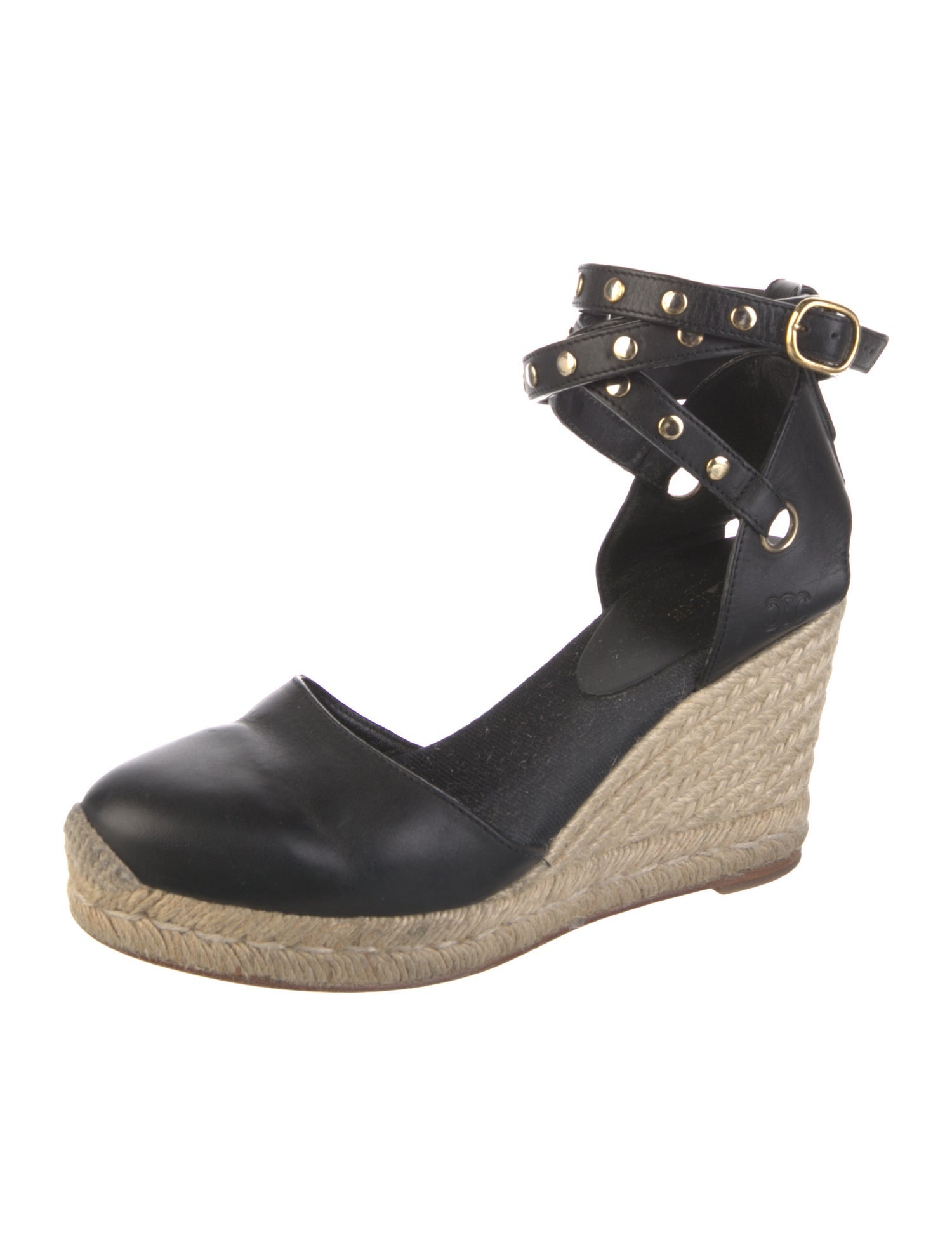 Celine Leather Studded Accents D'Orsay Pumps