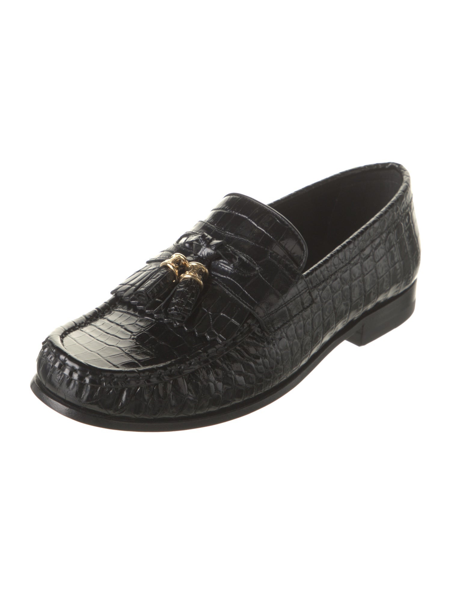 Celine Embossed Leather Colorblock Pattern Loafers