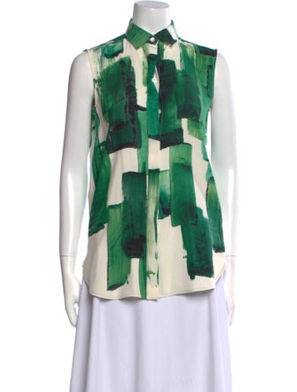 Celine Silk Printed Button-Up Top