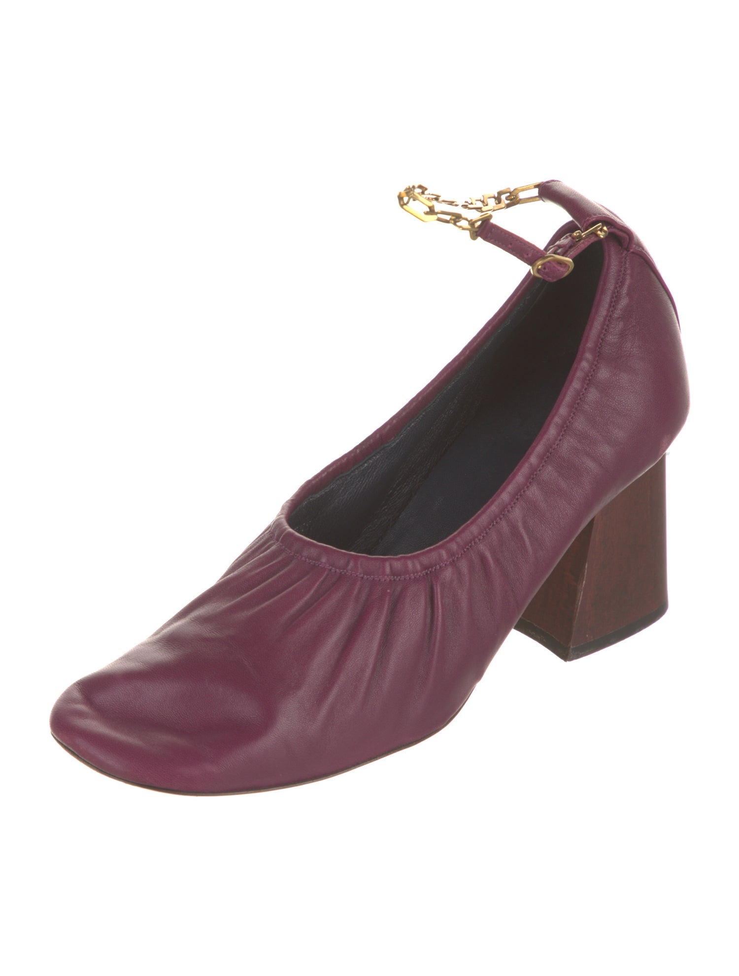 Celine Leather Chain-Link Accents Pumps