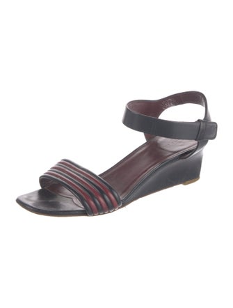 Celine Leather Colorblock Pattern Slingback Sandals