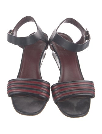 Celine Leather Colorblock Pattern Slingback Sandals