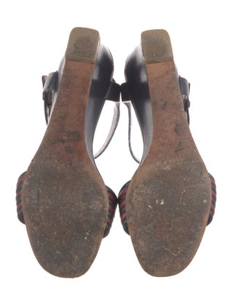 Celine Leather Colorblock Pattern Slingback Sandals