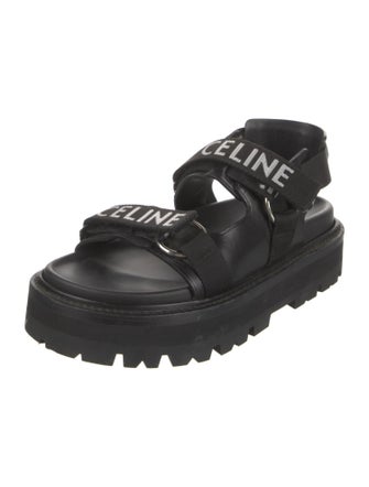 Celine Leather Graphic Print Sandals