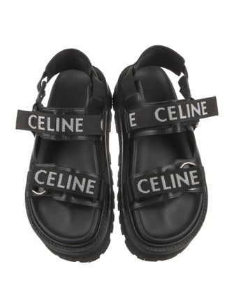Celine Leather Graphic Print Sandals