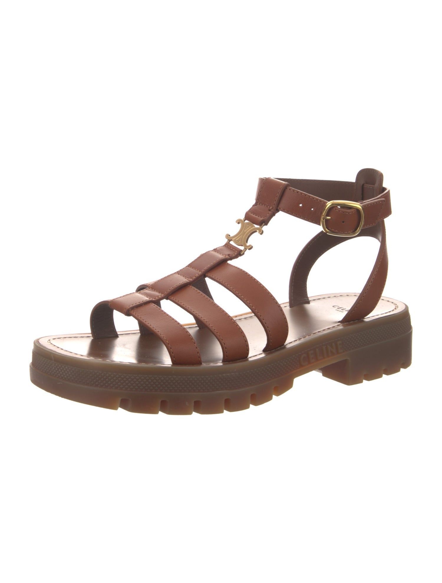 Celine Signature Logo Leather Gladiator Sandals