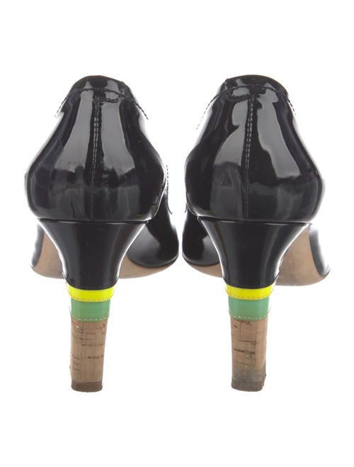 Celine Patent Leather Colorblock Pattern Pumps