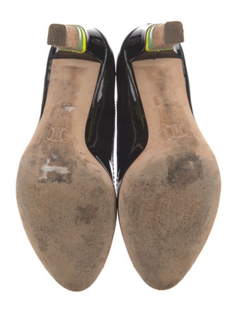 Celine Patent Leather Colorblock Pattern Pumps