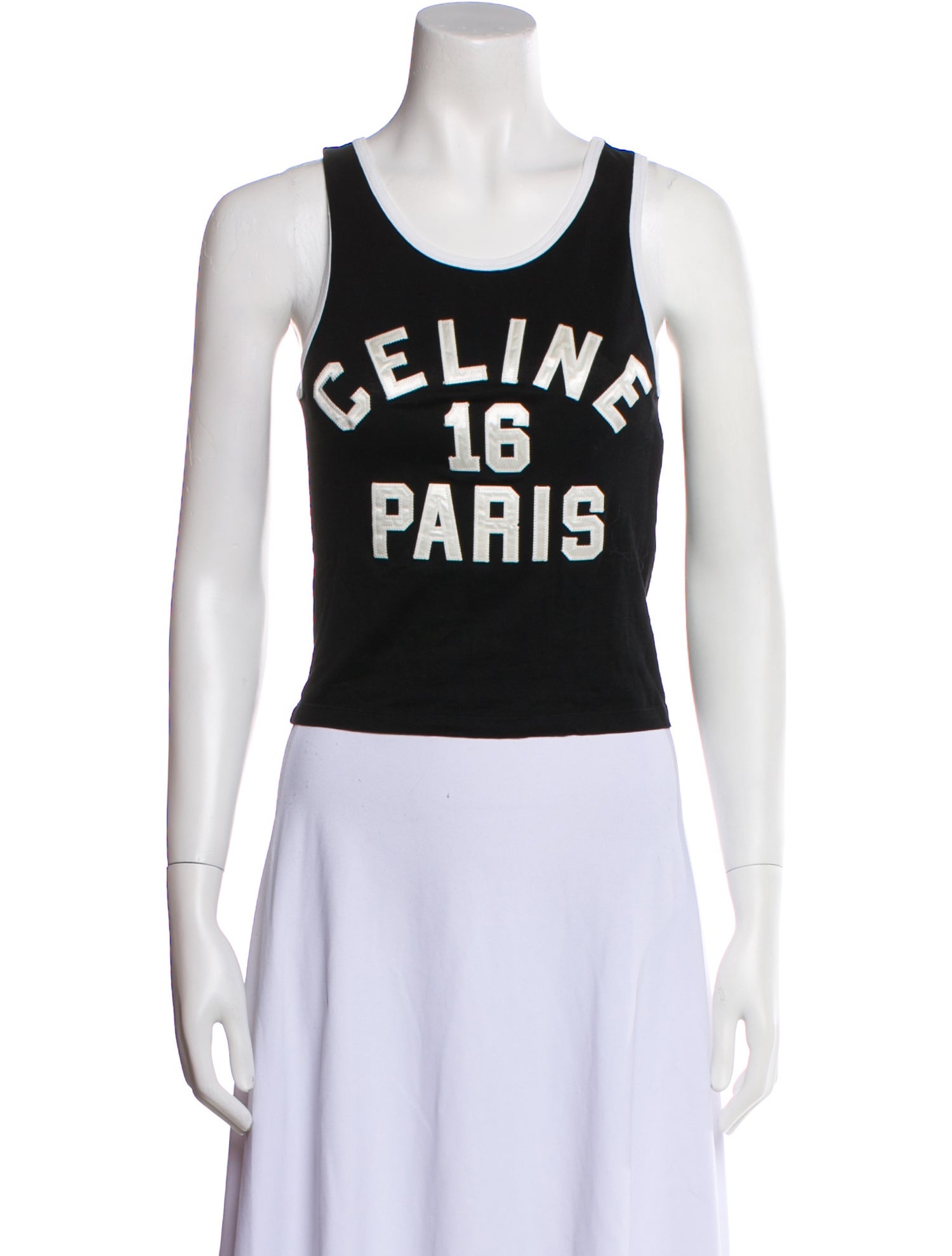 Celine Graphic Print Scoop Neck Top