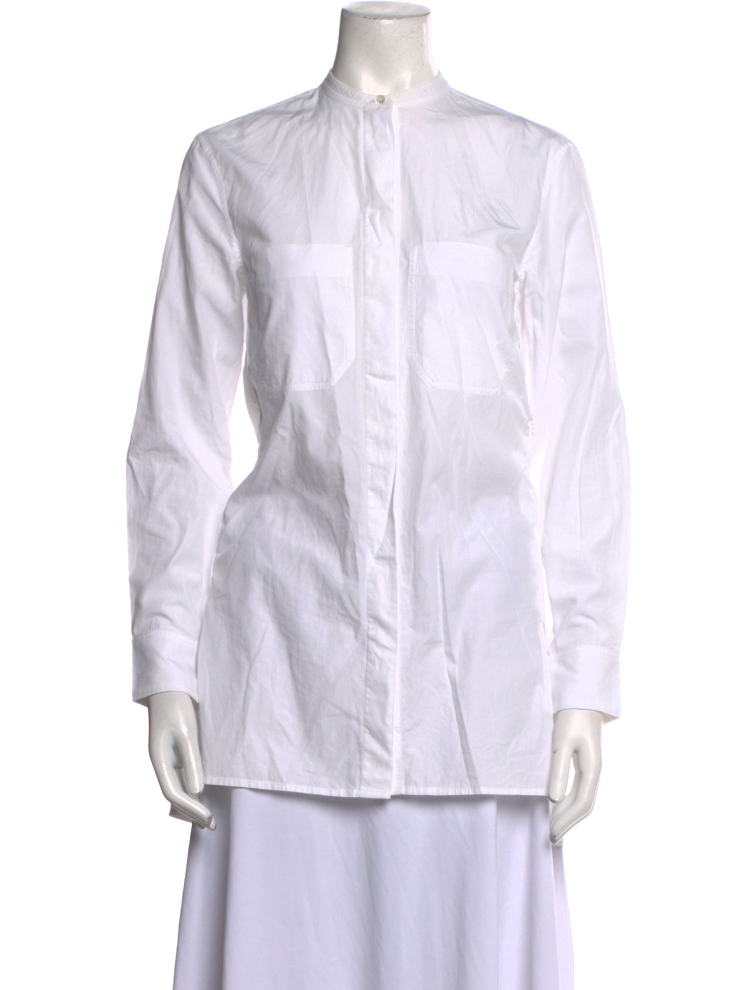 Celine Mock Neck Long Sleeve Button-Up Top