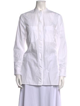 Celine Mock Neck Long Sleeve Button-Up Top