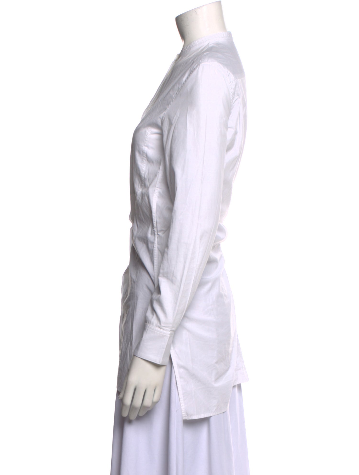 Celine Mock Neck Long Sleeve Button-Up Top