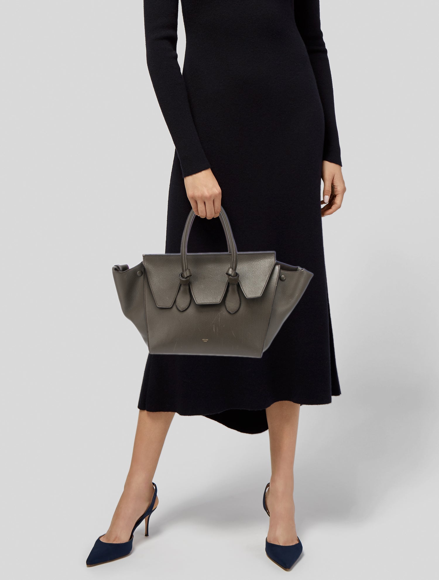 Celine Leather Tie Tote Large