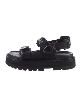 Celine Leather Printed Slingback Sandals